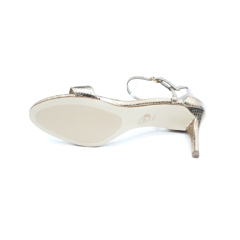 Michael Kors Metallic Gold Snakeskin Heels Size 9.5M Ankle Strap Open Toe... - Picture 5 of 9